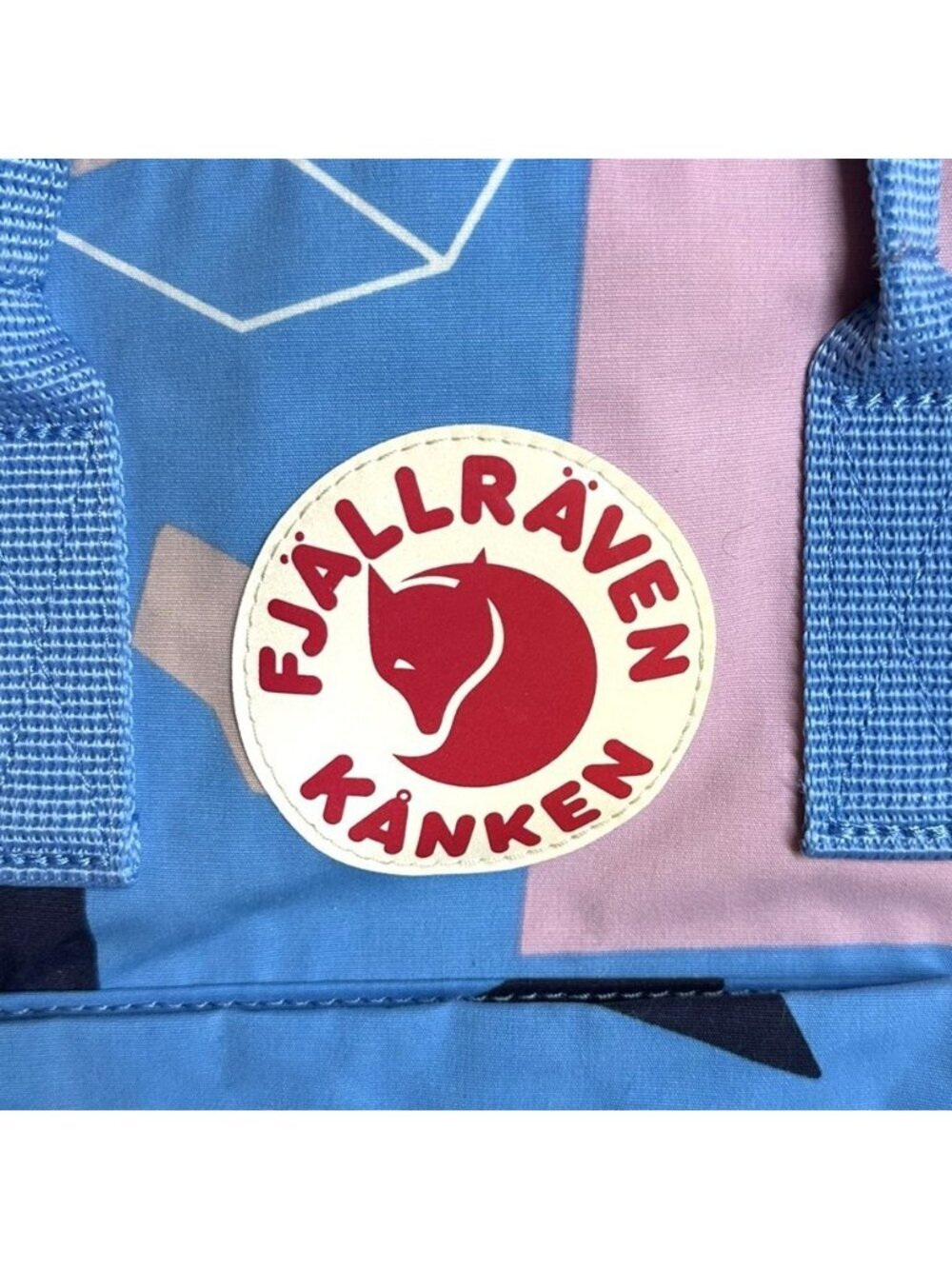 Fjällräven Kånken Art Mini Backpack Blue Pink Geometric Print Kids School Bag - Picture 2 of 7
